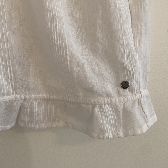 NWT Roxy Ghost Away Peplum White Cropped Blouse with Ruffle Hem Tie Back size M - Picture 5 of 10